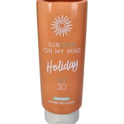 Vase crème solaire en faïence orange h20cm