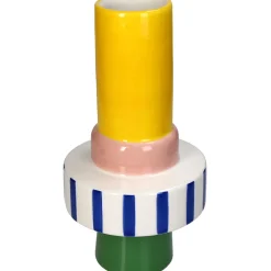 Vase en grès vert et jaune h26cm