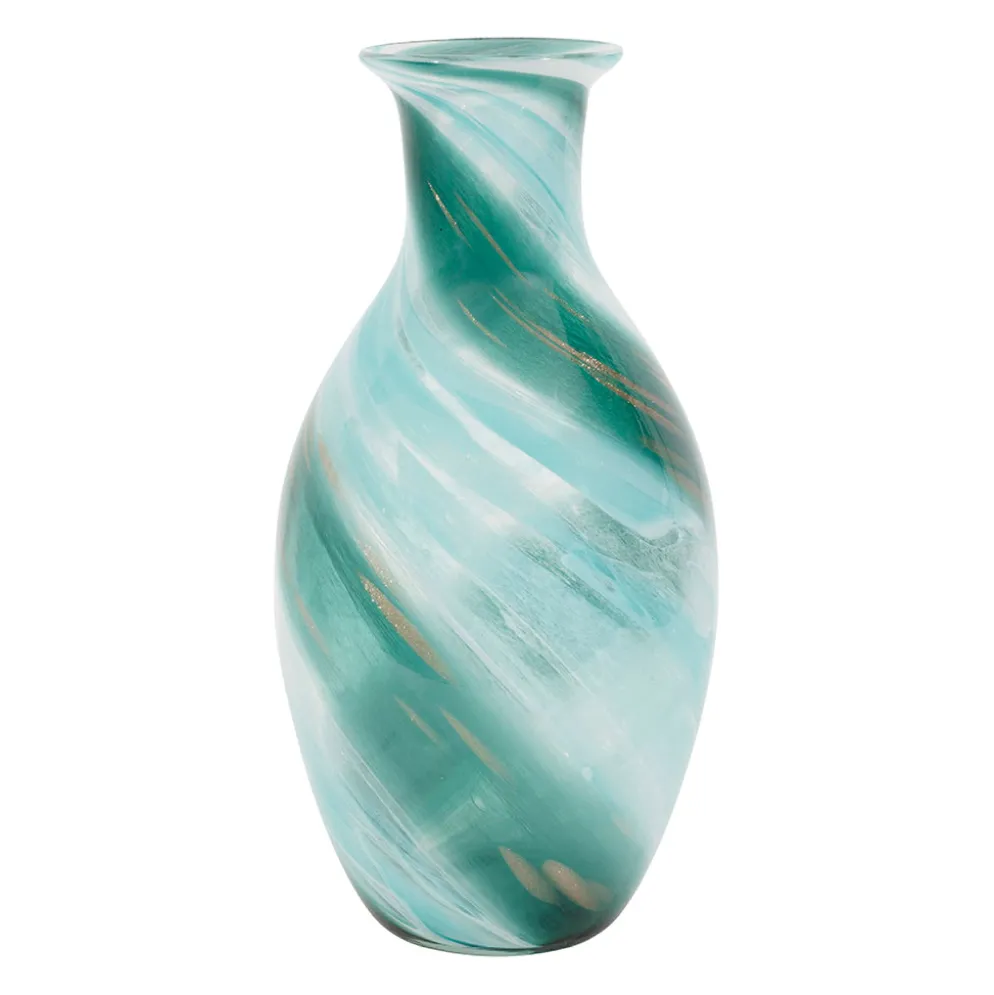 Vase en verre émeraude et doré h32cm - Sablon